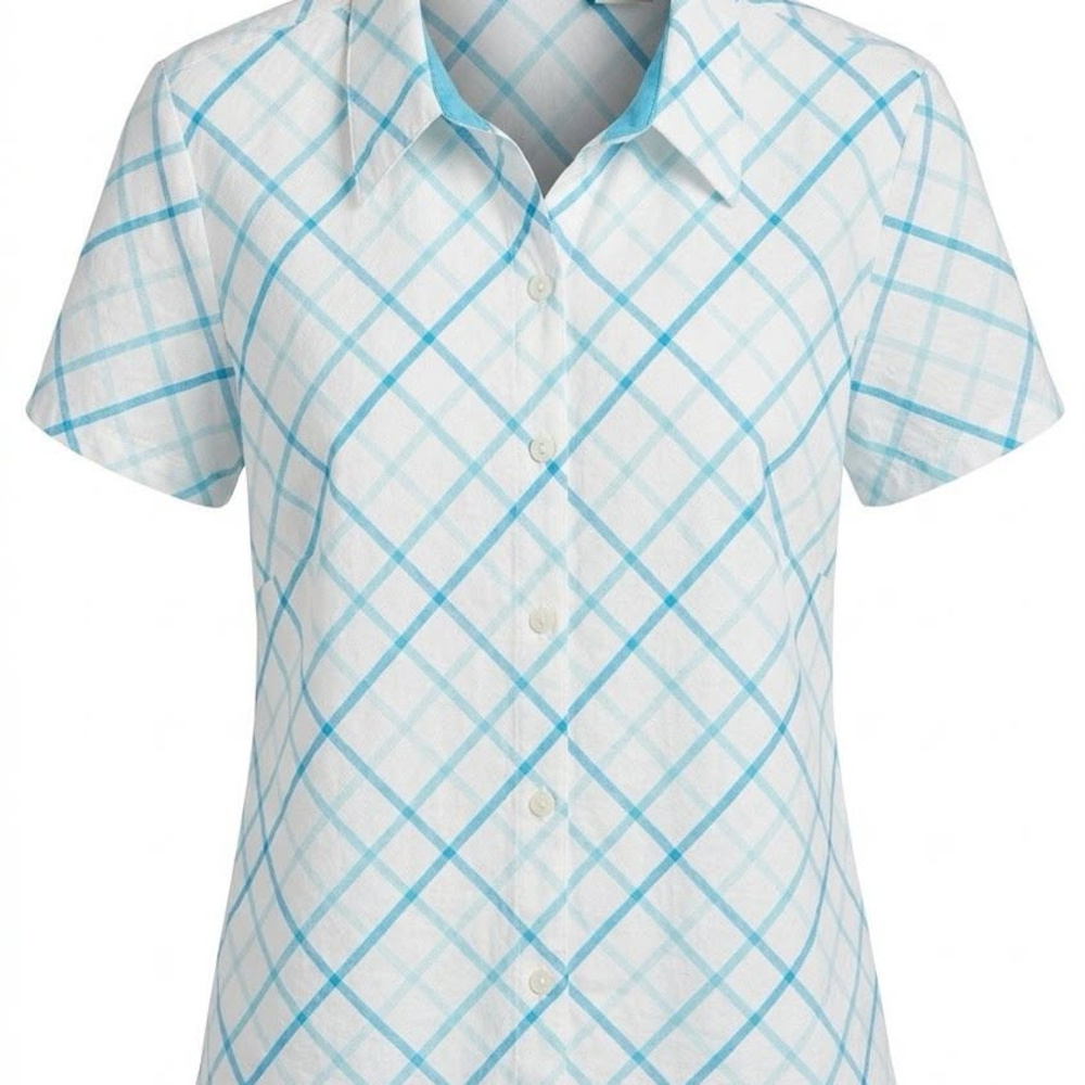 St. John's Bay Stretch Plaid Short Sleeve Button Down Shirt